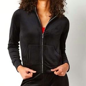 Juicy Couture Black Long Sleeve Zip Up Velour Jacket Girls Size Petite